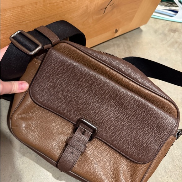 Coach Handbags - Coach Two-Tone Brown Pebbled Leather Crossbody